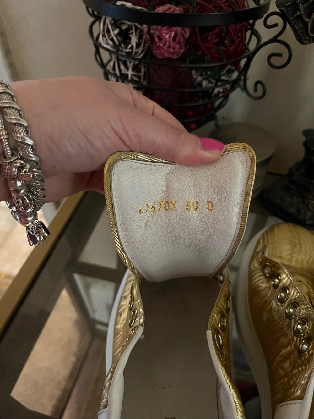 Alexander McQueen Gold Metallic Platform Sneakers with White Heel size 38 - Picture 5 of 5
